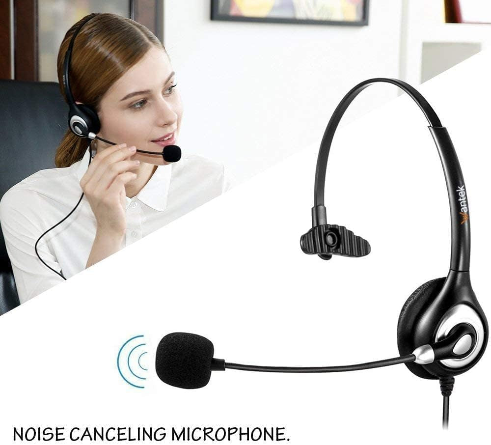 601N Cuffie Mono Con Microfono E Cavo Di Cancellazione Del Rumore per Call Center Computer Computer Portatili Tablet Conferenza Online Gaming Musica Skype Team Studio Online