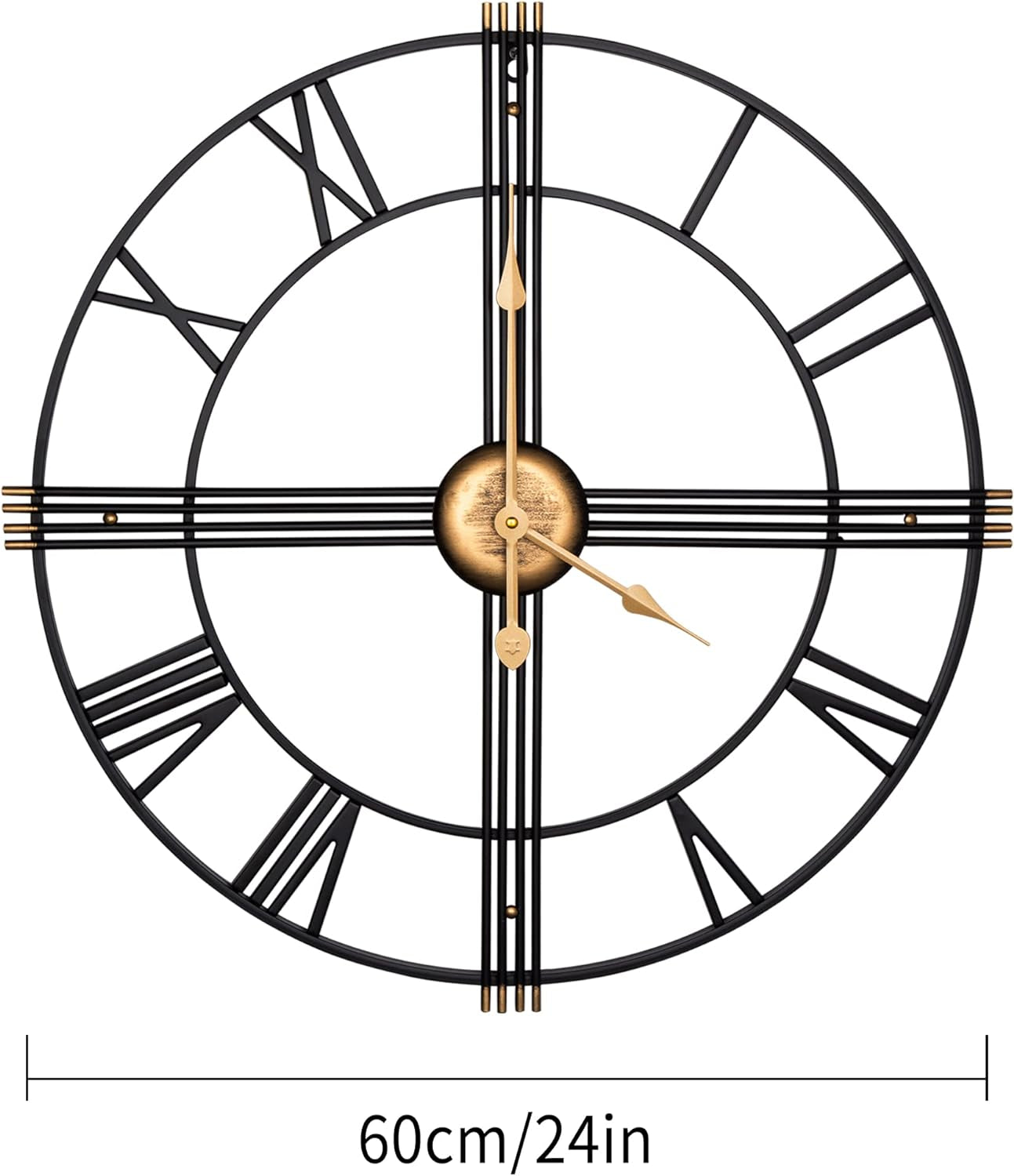 Orologio Da Parete Grande per Soggiorno, Silenzioso, Oversize, Senza Ticchettio, Moderno, Decorativo, Con Numeri Romani, Facile Da Leggere, Analogico in Metallo, 60 Cm