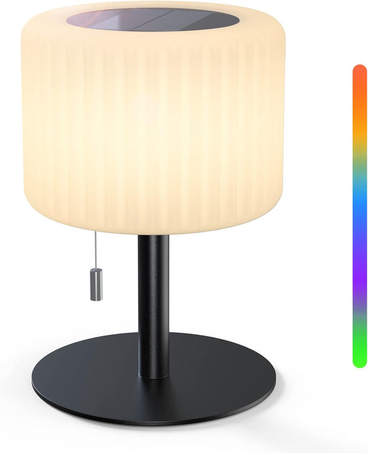 Lampada Da Tavolo Solare per Esterni, Dimmerabile, 7 Colori RGB, Lampada Da Tavolo per Esterni, Senza Fili, Ricarica USB E Solare, IP44, Impermeabile, Lampada Da Tavolo per Esterni, Giardino