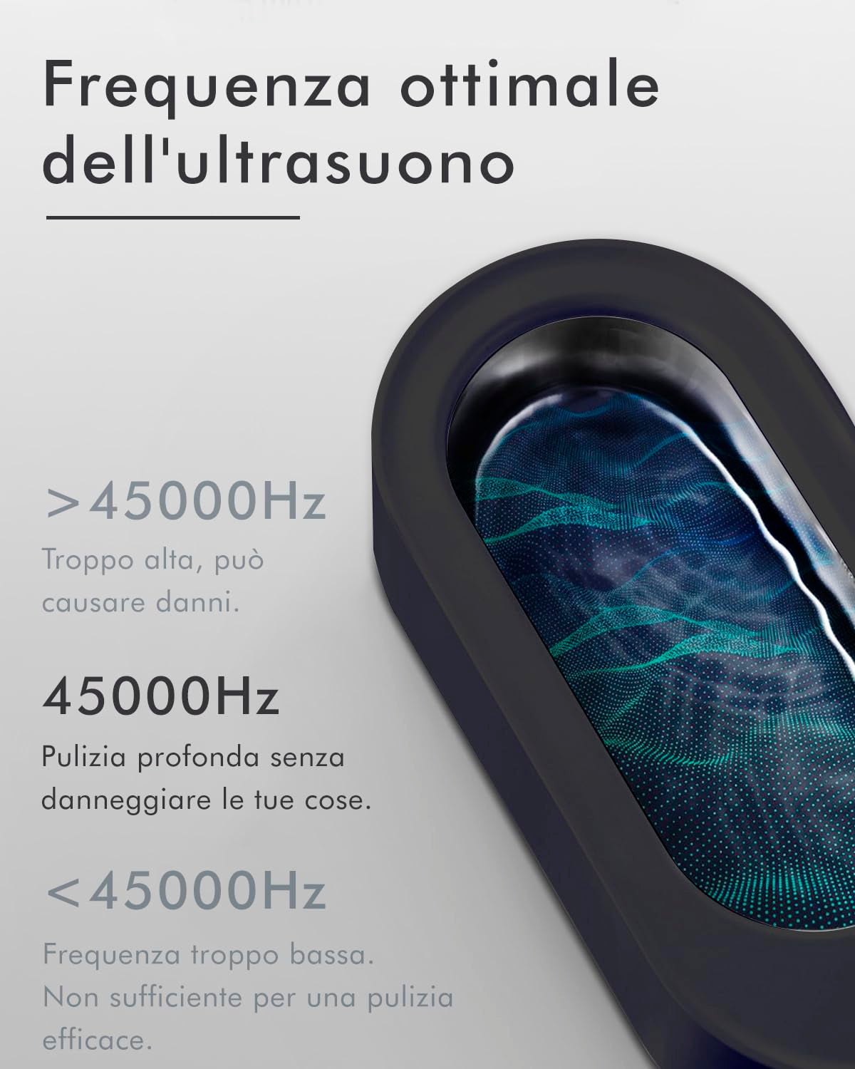 ® | Dispositivo per La Pulizia a Ultrasuoni per Occhiali, Braccialetti, Gioielli in Argento (Bagno D'Argento) E Strumenti | Pulitore a Ultrasuoni | Sterilizzazione | Ultrasonic Cleaner