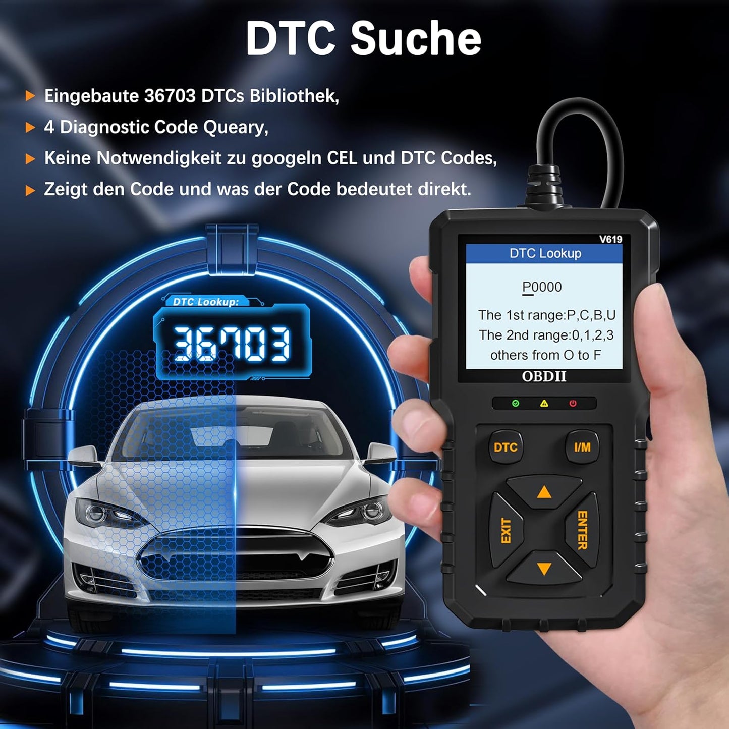 OBD2 - Dispositivo Diagnostico per Auto, OBD, ODB2, Lettore Di Codice Di Errore, Adattatore V619