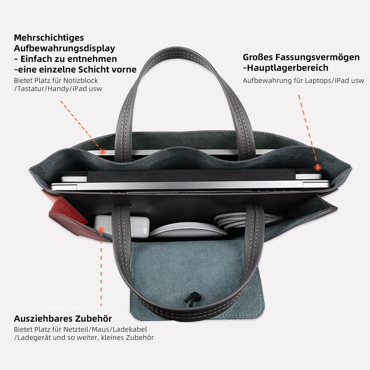 Borsa Compatta per Computer Portatile, Borsa a Tracolla/Borsa Con Tasche per Riporre Accessori, Blu Scuro