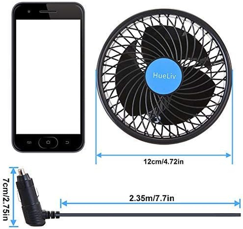 Ventilatore per Auto Ventola per Auto Ventosa per Auto Ventola Di Raffreddamento Potente Silenzioso Con Velocità Continua Girevole Ventole Auto 12V Accendisigari Raffreddamento Estivo