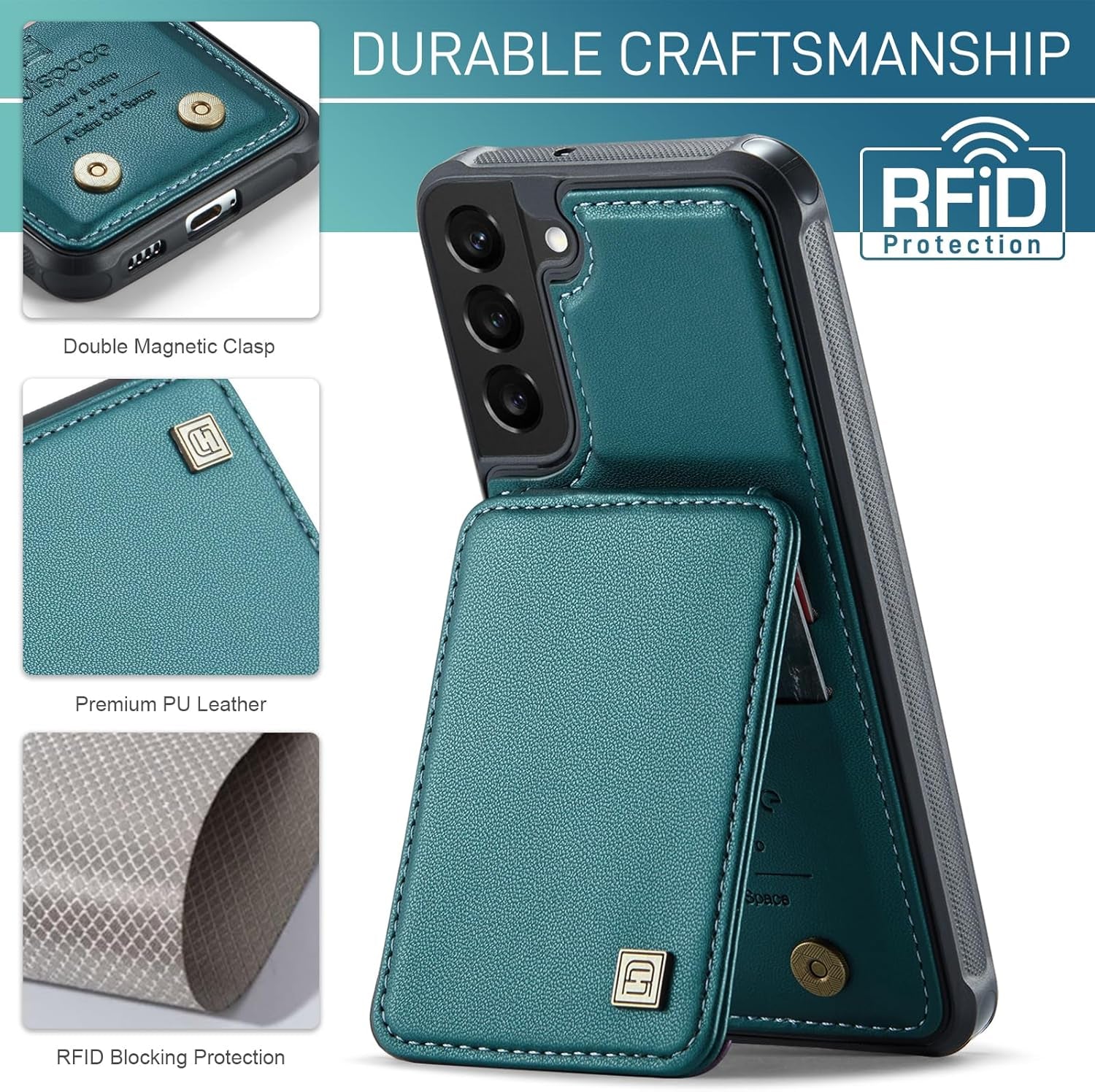 Custodia a Portafoglio per Galaxy S23 plus Con Blocco RFID, Antiurto [Pelle PU Di Alta Qualità] [Slot per Schede] [Chiusura Magnetica] Custodia a Portafoglio Verticale in Pelle Compatibile Per