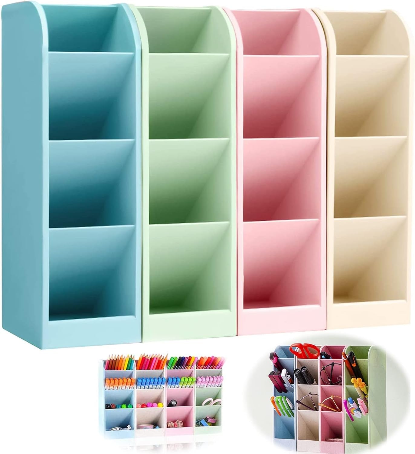 4 Pezzi Porta Penne per Scrivania, Organizzatore Scrivania Ufficio Portapenne Multifunzione Plastica Porta Penne Storage per Ufficio, Scuola, Articoli per La Casa, Trucco