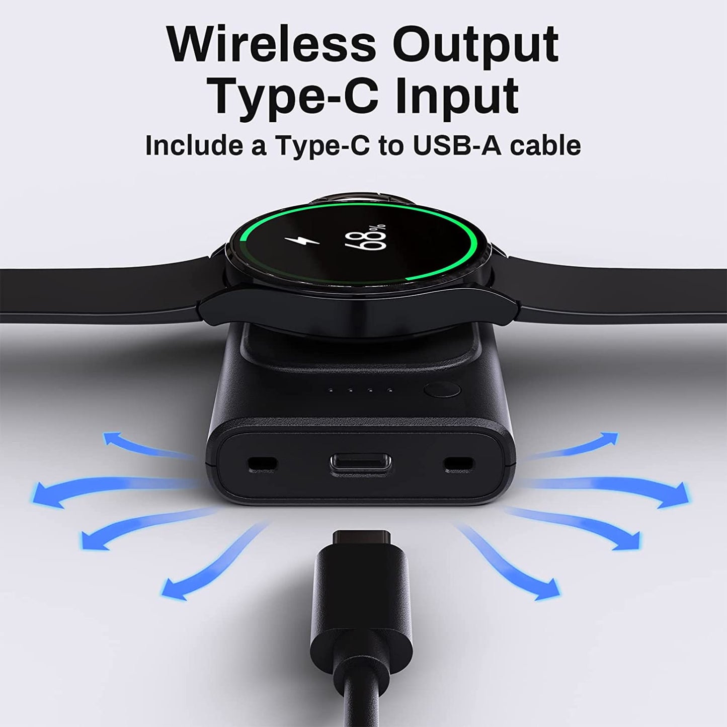 Caricatore per Samsung Watch 7, 1800 Mah Caricabatterie Wireless Portatile per Samsung Galaxy Watch Ultra/7/6/6 Classic/5 Pro/5/4/3/Active 2/Gear S3/Sport