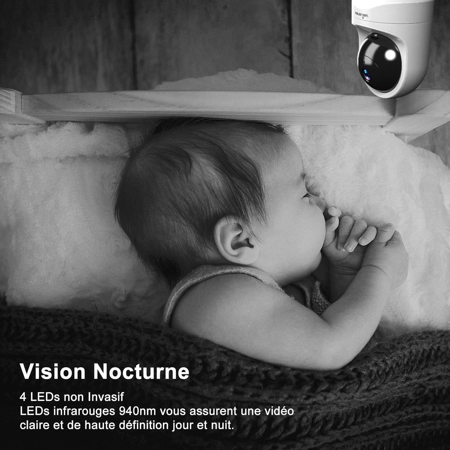 Videocamera Di Sorveglianza, Wifi 1080P per Bambini, Anziani, Animali Domestici, Monitor Con Rilevamento Di Movimento, Visione Notturna E Funzionamento Con Alexa Q6, Bianco