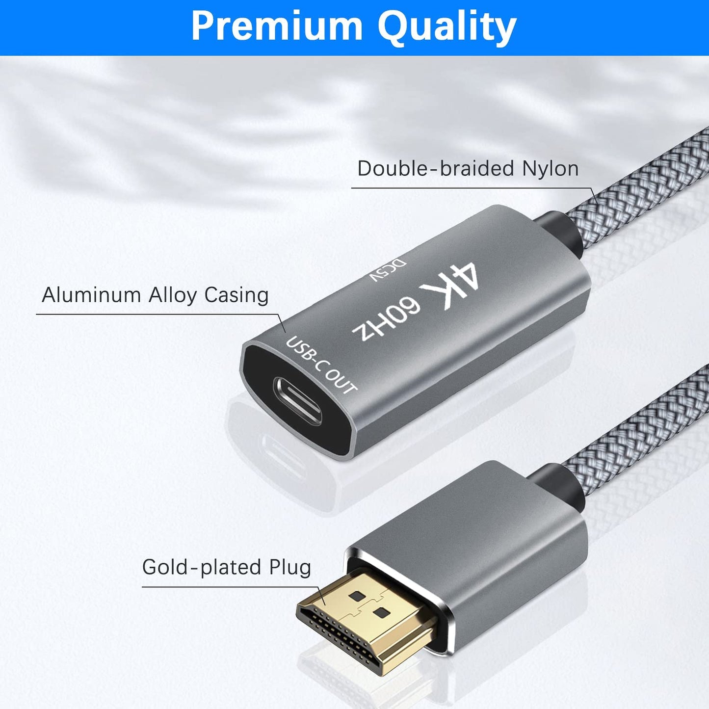 Adattatore Cavo HDMI Maschio a USB-C Femmina Con Cavo USB C,Attrezzature per Macchine Nreal Air Ar,Adattatore Thunderbolt 3 4K 60Hz per Macbook Pro,Mac Air,Microsoft Surface