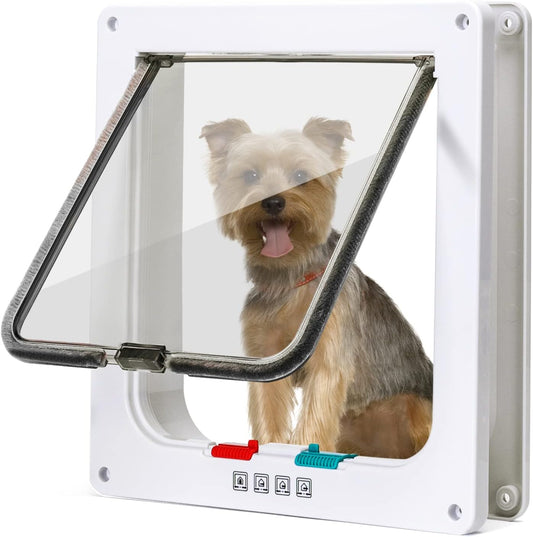- Gattaiola per Gatti E Cani, Porta per Gatti a 4 Vie Con Magnete, Entrata E Uscita Controllabile Porta Scorrevole per Finestra Di Sicurezza per Animale Domestico (Bianca, L)