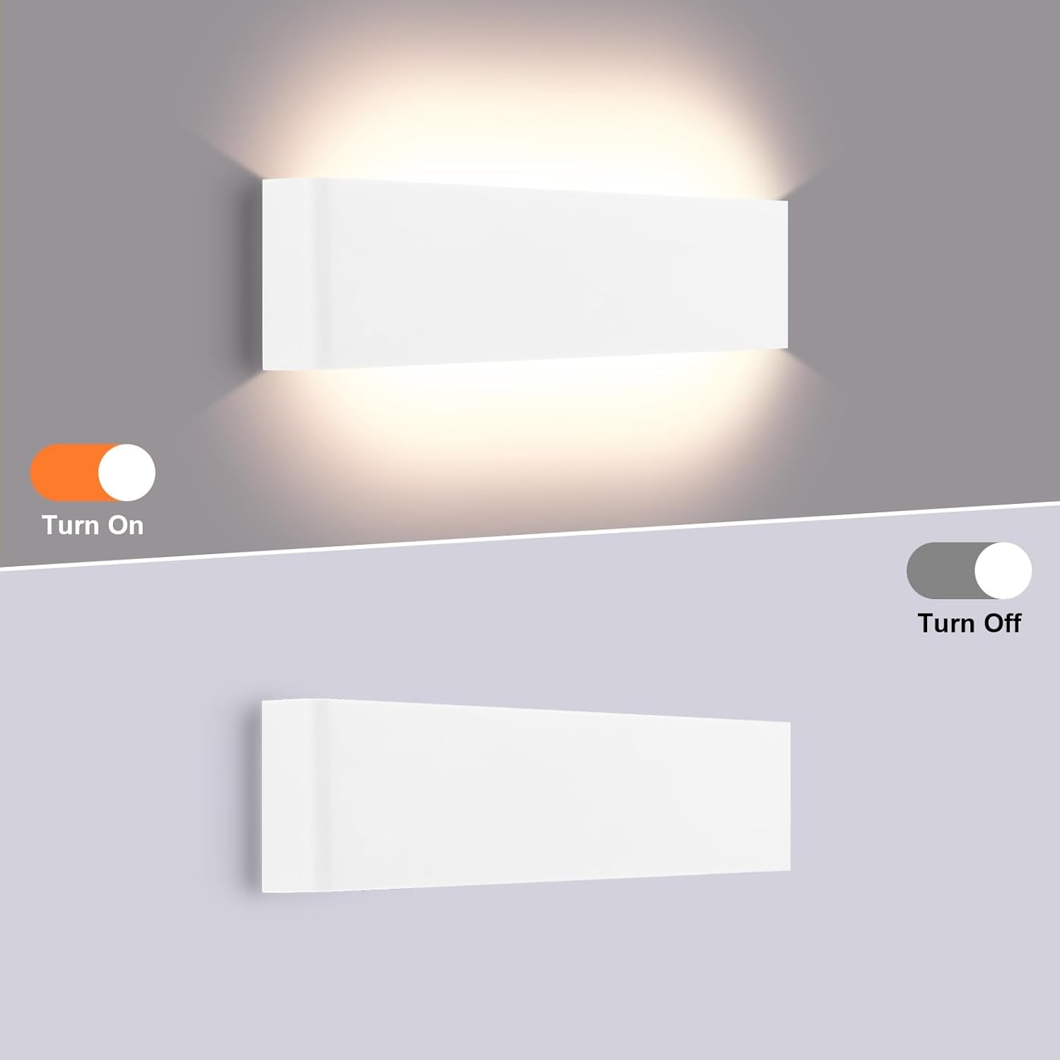 16W Applique Da Parete Interno a LED, Lampada Da Parete Interna 32Cm Rettangolare Moderna, up down Luce Illuminazione Da Muro in Alluminio, Bianco Caldo 3000K, per Camera Da Letto, Bianco