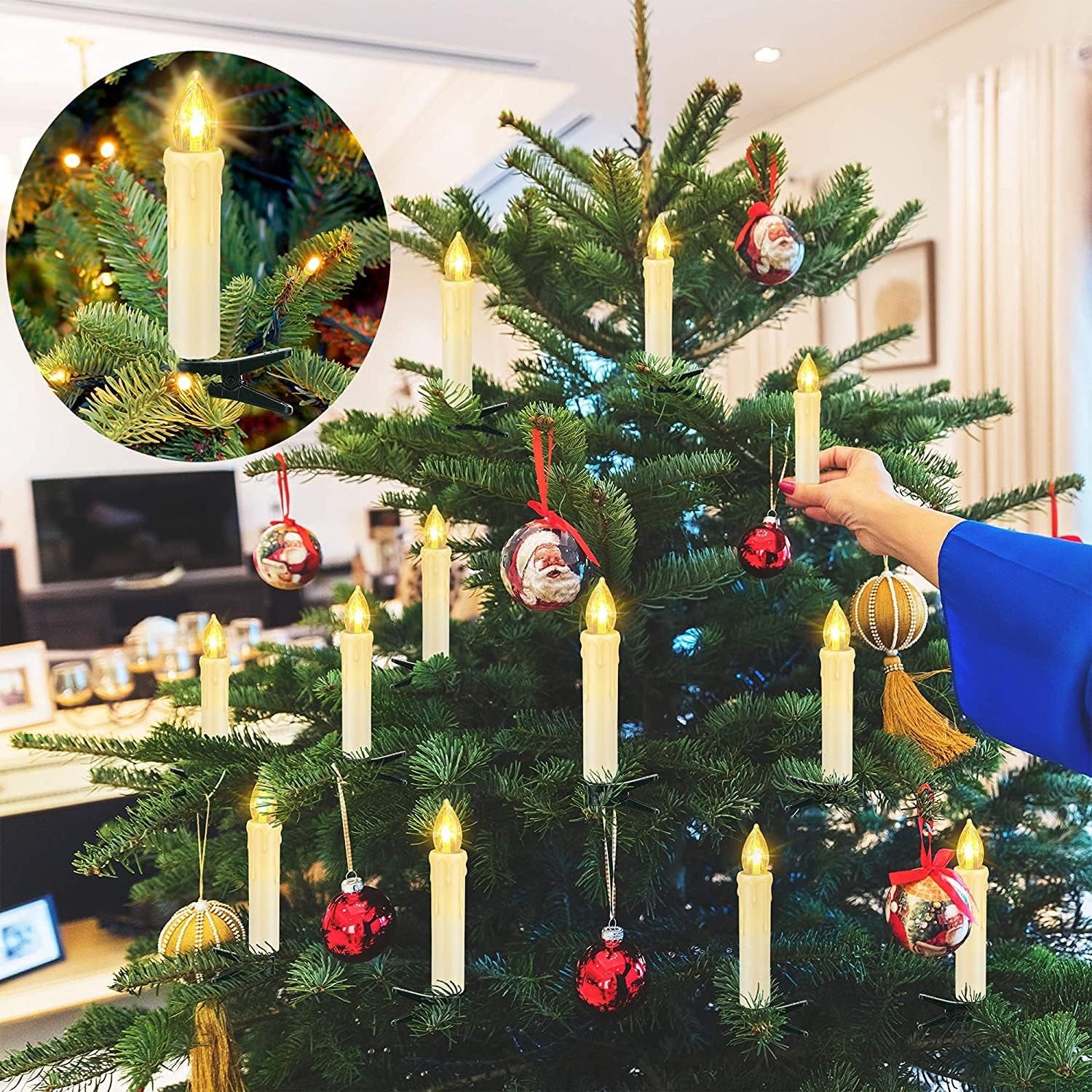 30 Candele a LED per Albero Di Natale, Senza Fili, Con Telecomando, Timer, Tremolante, Dimmerabili, per Albero Di Natale, Luci Da Giardino (30 Pezzi)