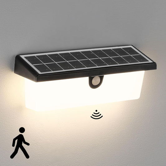 Lampada Da Esterno Solare Con Sensore Di Movimento Luce Da Parete Senza Fil Applique Da Parete Esterna Solare IPX4 Luce Solare Led Esterni per Giardini Terrazze Garage Patio - Bianco Neutro