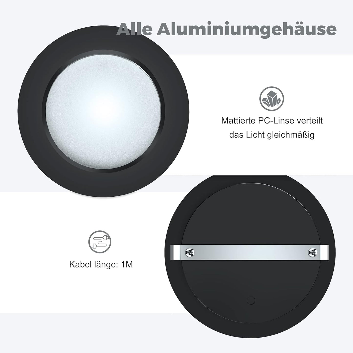 6 Pezzi Alluminio Faretti Da Incasso 12V Soffitto LED Integrati Dimmerabile 3W 4000K Foro 60-65Mm per Camper Barca Roulotte Furgone Yacht Mobile Cartongesso Con Cavo Da 1M, Nero