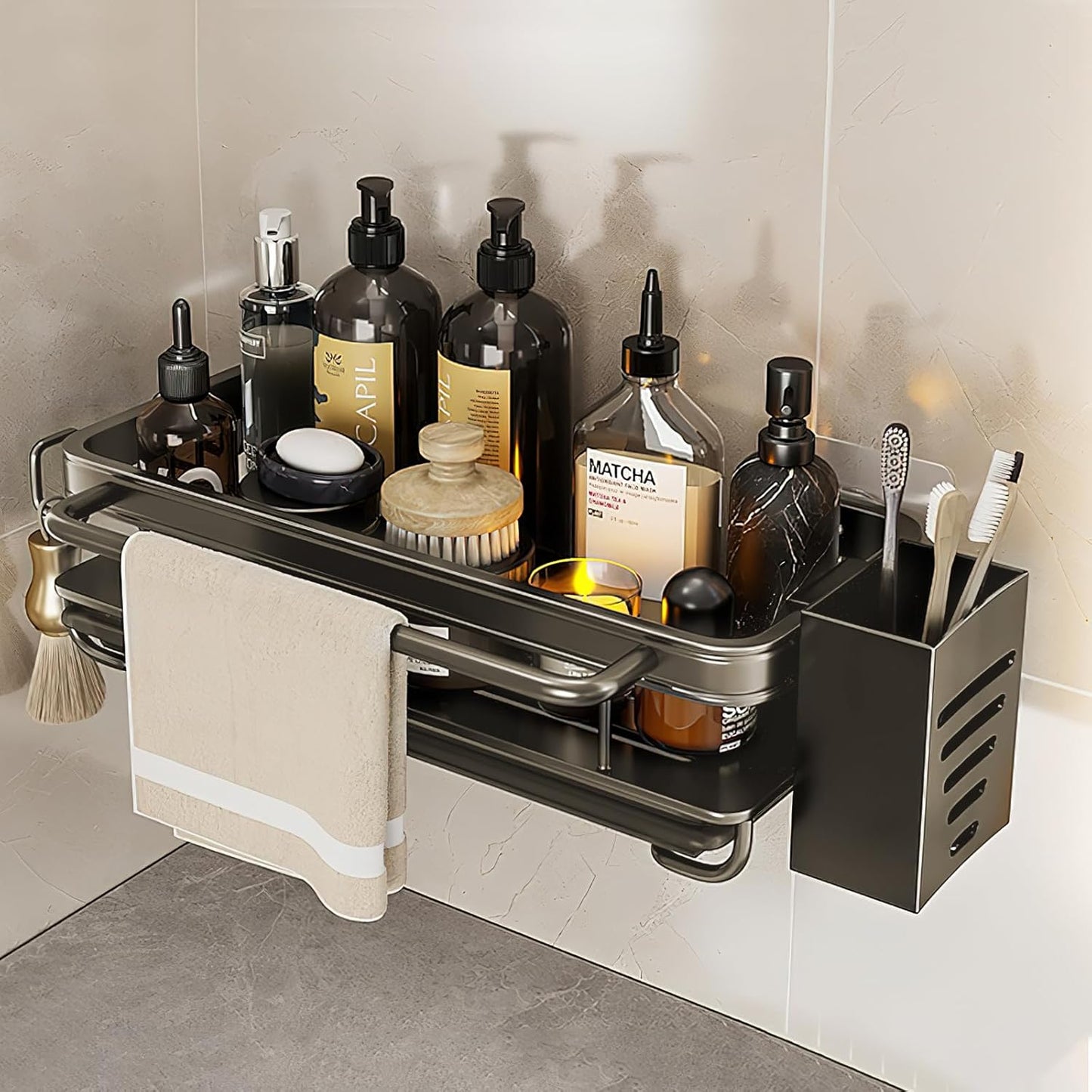 Organizzatore per Lavello in Metallo Gunmetal per Cucina E Bagno, Senza, Foratura, Lavandino, Organizer Da Cucina Con Vasca Di Scarico