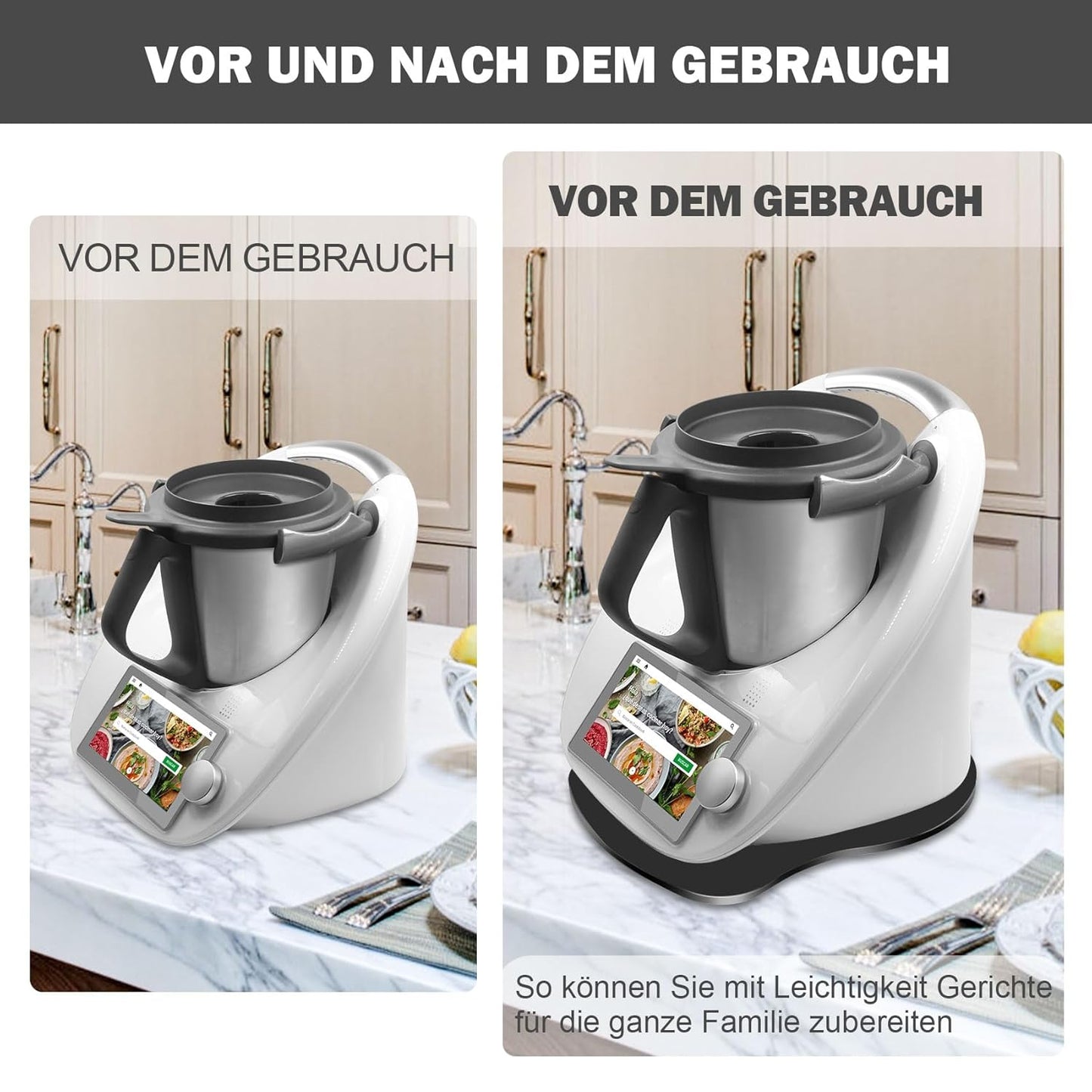 Per Bimby TM6 TM5 - Tavola Scorrevole in Acrilico, per Bimby Vorwerk Robot Da Cucina TM 6 Accessori (Nero Lucido)