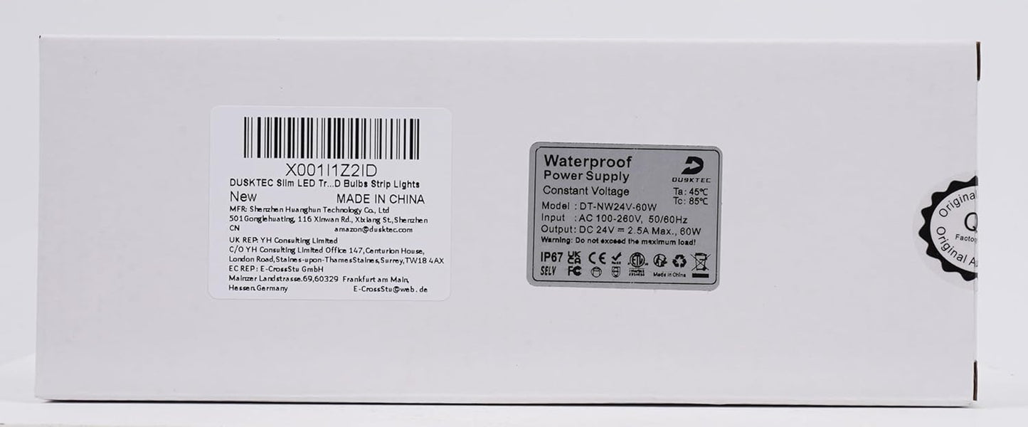 Trasformatore LED 24V 60W Alimentatore 220 24V DC, IP67 LED Driver 2.5A Impermeabile per Esterni, Adattatore LED a Tensione Costante per Strisce LED Luci per Armadi E Lampadine LED -