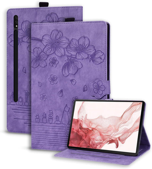 Custodia per Samsung Galaxy Tab S7 FE 12.4 5G/ S8+ plus 5G 2022/ S7+ plus 12.4 Cover in Pelle PU Flip Portafoglio Con Porta Penna Custodia Con Funzione Di Supporto - Viola