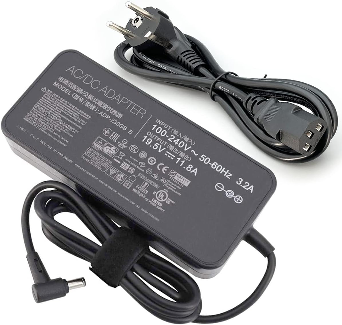 Caricabatteria CA 19,5V 11,8A 230W Compatibile per Asus ROG Zephyrus S GX701GX GX701GW GX701GV ROG Strix Scar II GL704GM-DH74 GL703GM-DS74 ADP-230GB B A17-180P1A Gaming Laptop