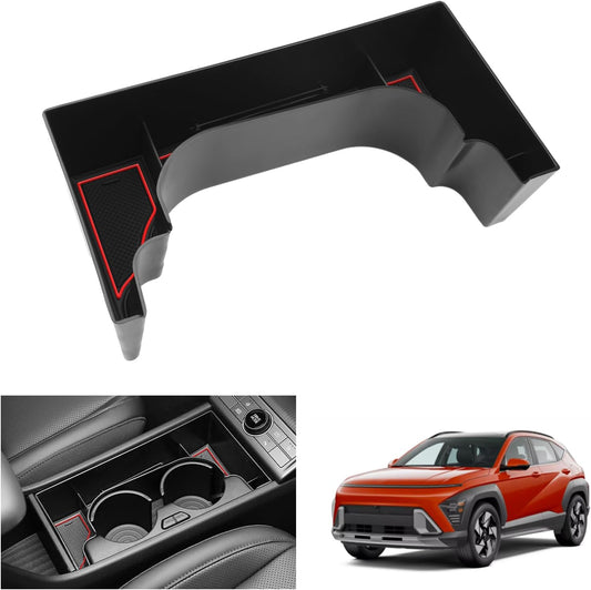 Hyunda-I Kona SX2 2024 2025 (Elettronico Automatico)[Benzina] Contenitore Portaoggetti Console Centrale, Organizer Accanto Al Portabicchieri, Compatibile Con Accessori Hyundai Kona 2024 (Rosso)
