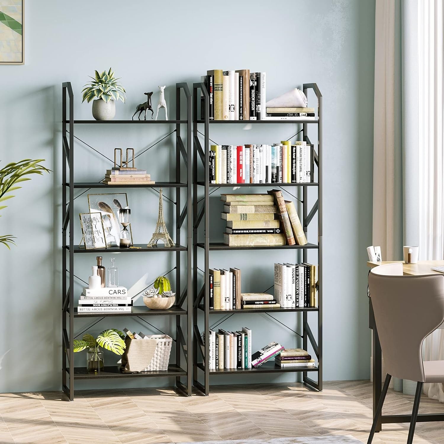 Libreria Scaffale Da Terra per Soggiorno, Camera Da Letto E Ufficio a Casa, Scaffale a 5 Livelli, 60 X 30 X 157.7 Cm, Nero