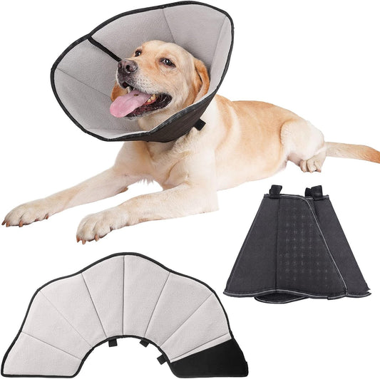 Collare per Cani, Morbido Collare Protettivo, Collare Conico, Regolabile, Traspirante, per Animali Domestici Elisabettiani, Colore Nero, M