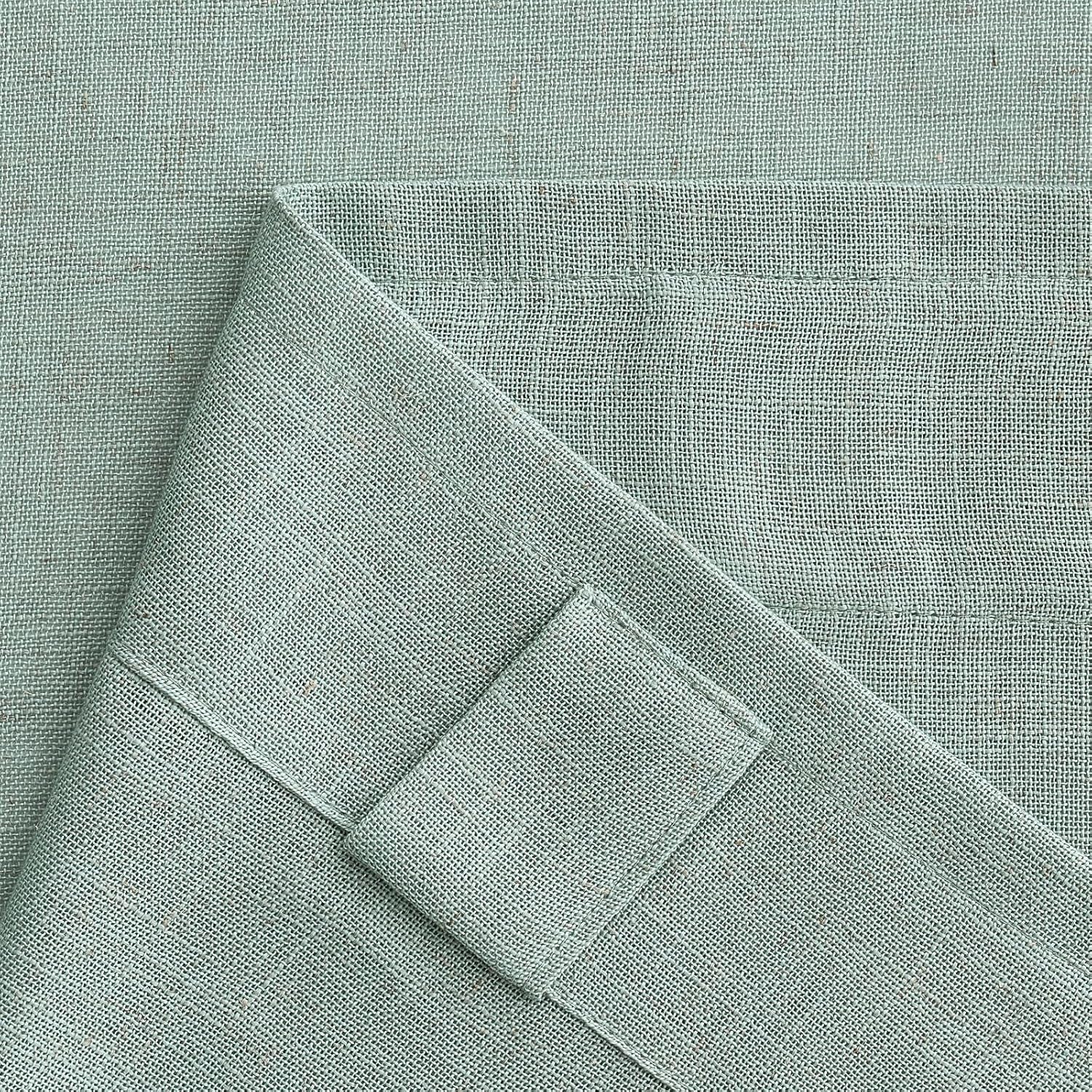 Lino Tende Finestre Tenda a Pannello Traslucido Tende Moderne a Vela Trasparente per Porte Balcone Adatte per Soggiorno Camera Da Letto 2 Pezzo Set Turchese 140X225 Cm