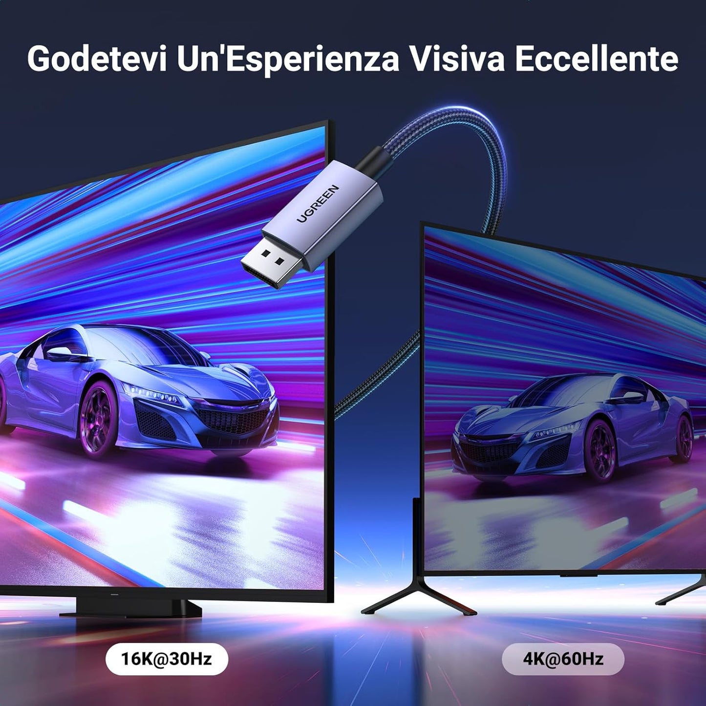 Cavo Displayport 2.1 Cavo DP 2.0 DP a DP Supporta 16K@30Hz 8K@60Hz 4K@240Hz 80Gbps HDR HDCP Compatibile Con Display Da Gioco, 3M