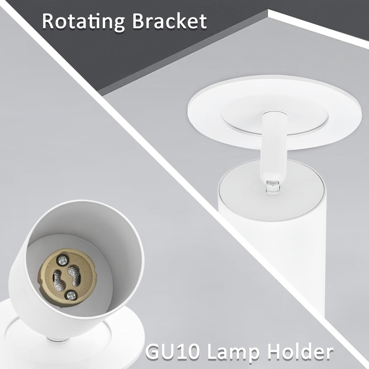 Faretti Da Soffitto Orientabili, GU10 Faretti LED Da Soffitto Bianco, Moderna Plafoniera Lampade Da Soffitto, Faretto LED Incasso per Barra, Cameretta, Cucina, Senza Lampadina, 2 Pezzi