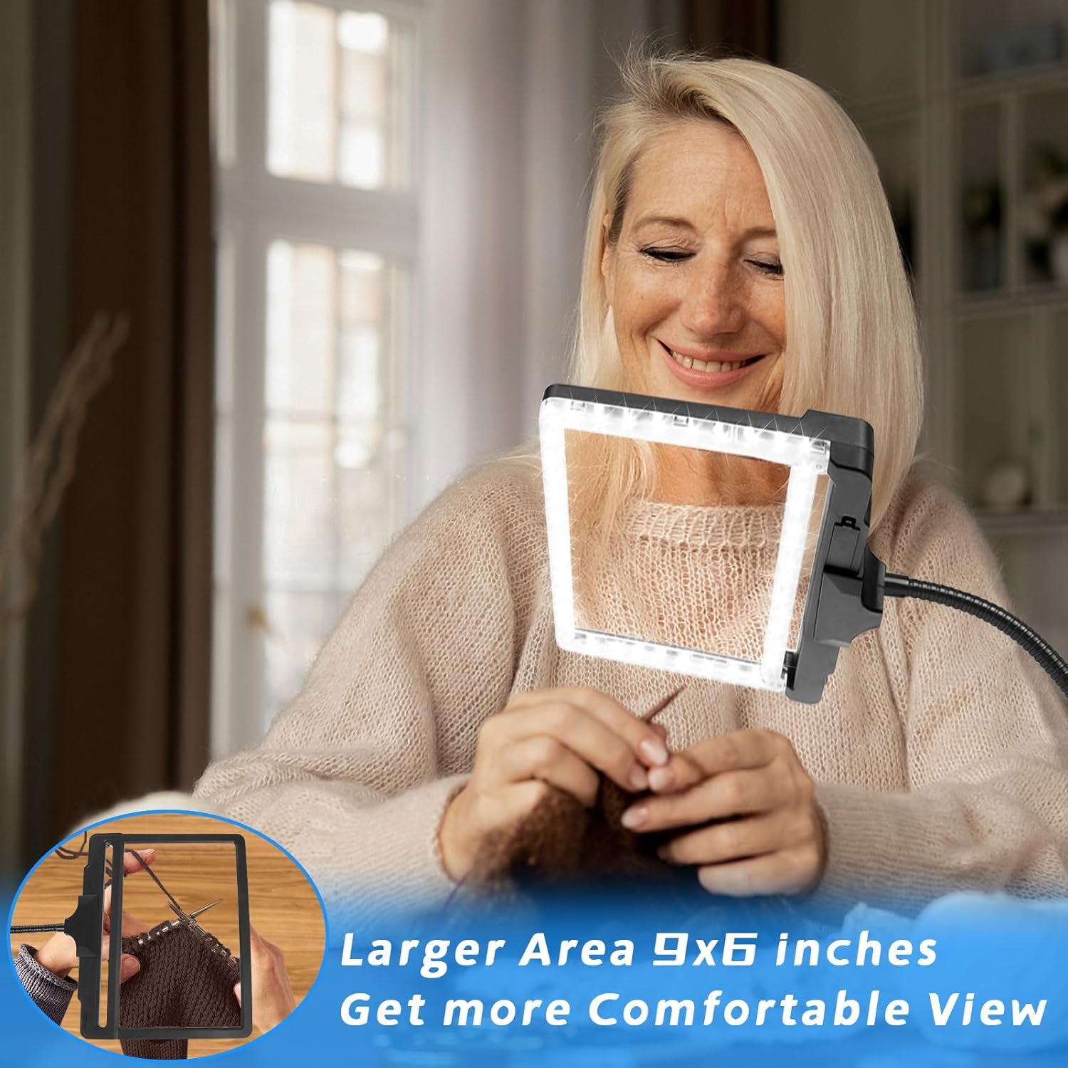 5X Lente D'Ingrandimento Con Luce E Supporto, Lampada Da Scrivania a Collo D'Oca Flessibile a 42 LED, 2 in 1 Lente D'Ingrandimento Staccabile a Luminosità Regolabile per Lettura E Artigianato