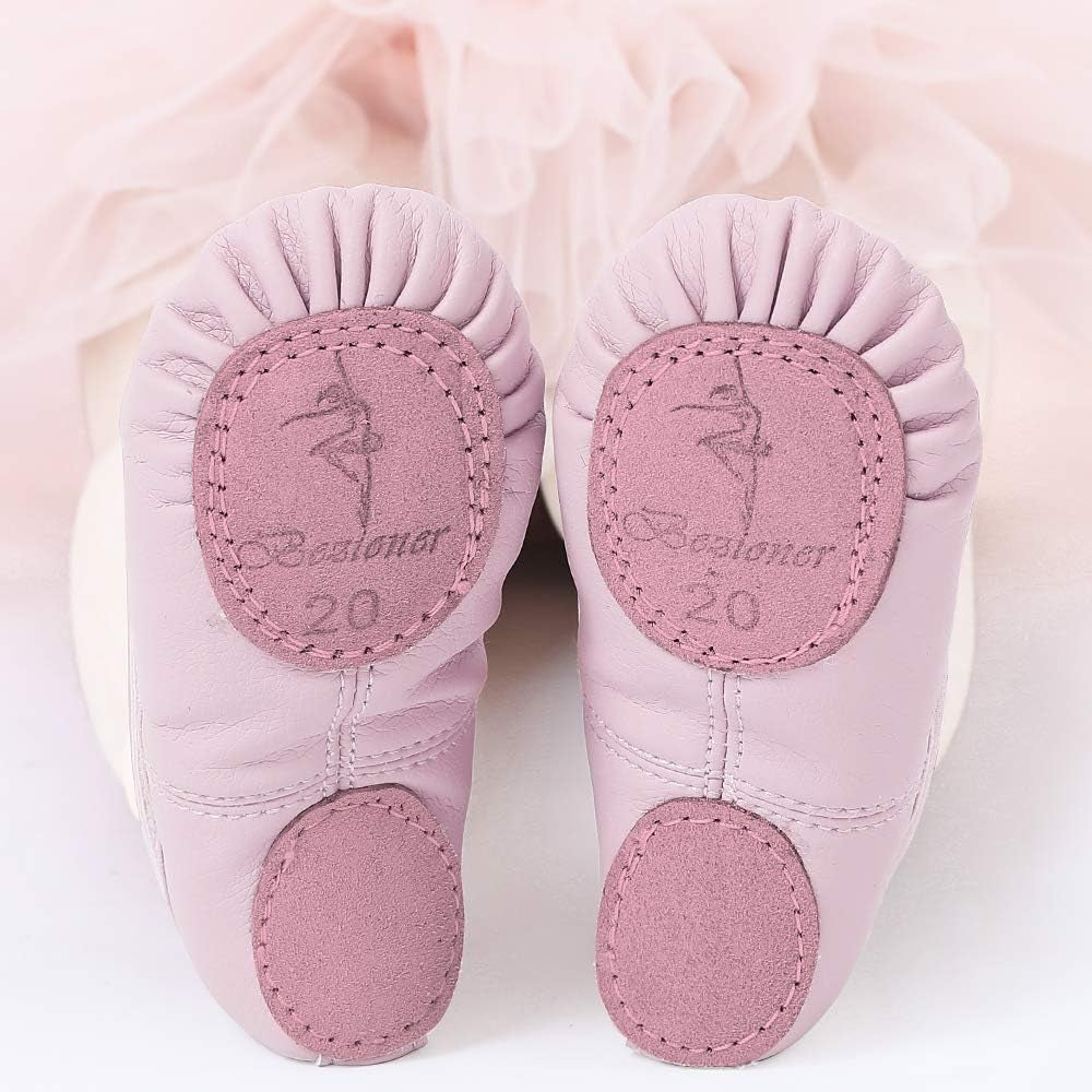 Scarpette Da Danza Classica in Pelle Scarpe Da Ballerina Mezza Punta Suola Spezzata per Bambina Ragazze E Donna