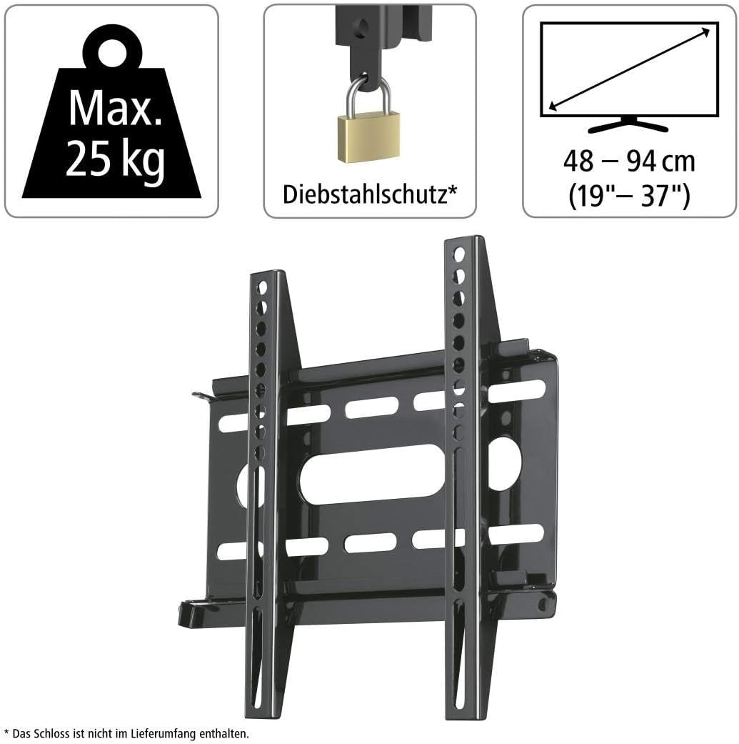 Supporto per LCD "Ultraslim" Fix,M, 94Cm (37"), VESA 200X200,Colore Nero