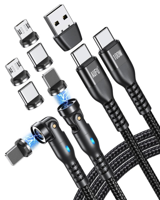 Cavo Di Ricarica Magnetico 100W [1.8M/1.8M], 9 Pin Caricabatterie Magnetico Di Ricarica Rapida PD3.0 QC 4.0/4.0+ USB C Cavo Magnetico 20V/5A Cavo Dati Magnetico Compatibile Con Smartphone Tablet