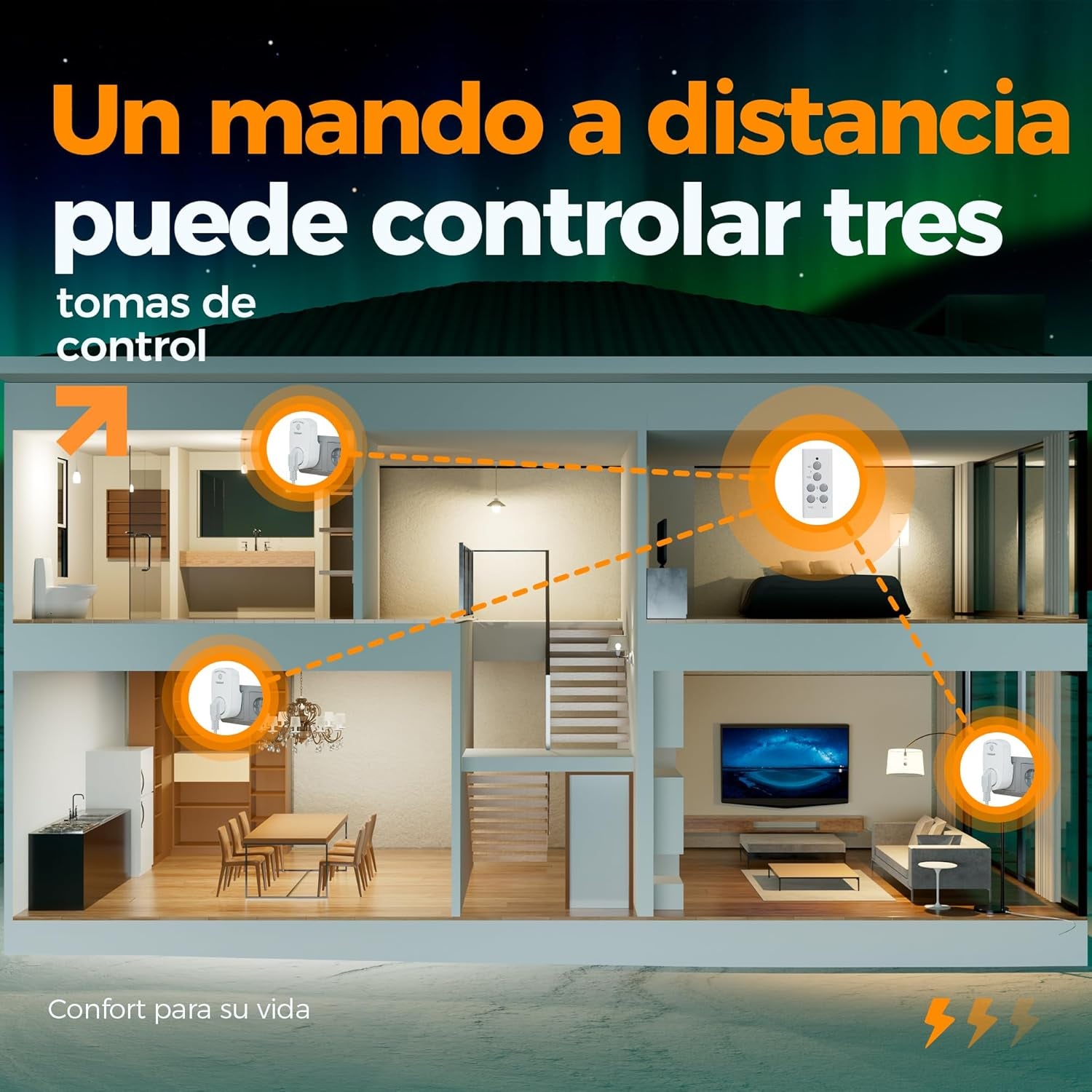 Presa Con Telecomando, 3+1 Insieme Presa Telecomandata, 3600W Prese Telecomandate, 30,5M Presa Con Telecomando a Distanza, Viene Fornito Con Batteria Prese Con Telecomando, Insieme Bianco