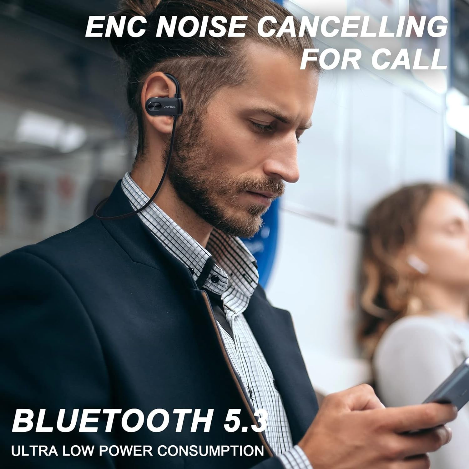 Cuffie Bluetooth in Orecchio, Cuffie Senza Fili Con Microfono 24H Playtime Auricolari Bluetooth 5.3 HD Deep Bass Stereo IP67 Impermeabili Da Corsa Auricolari Senza Fili