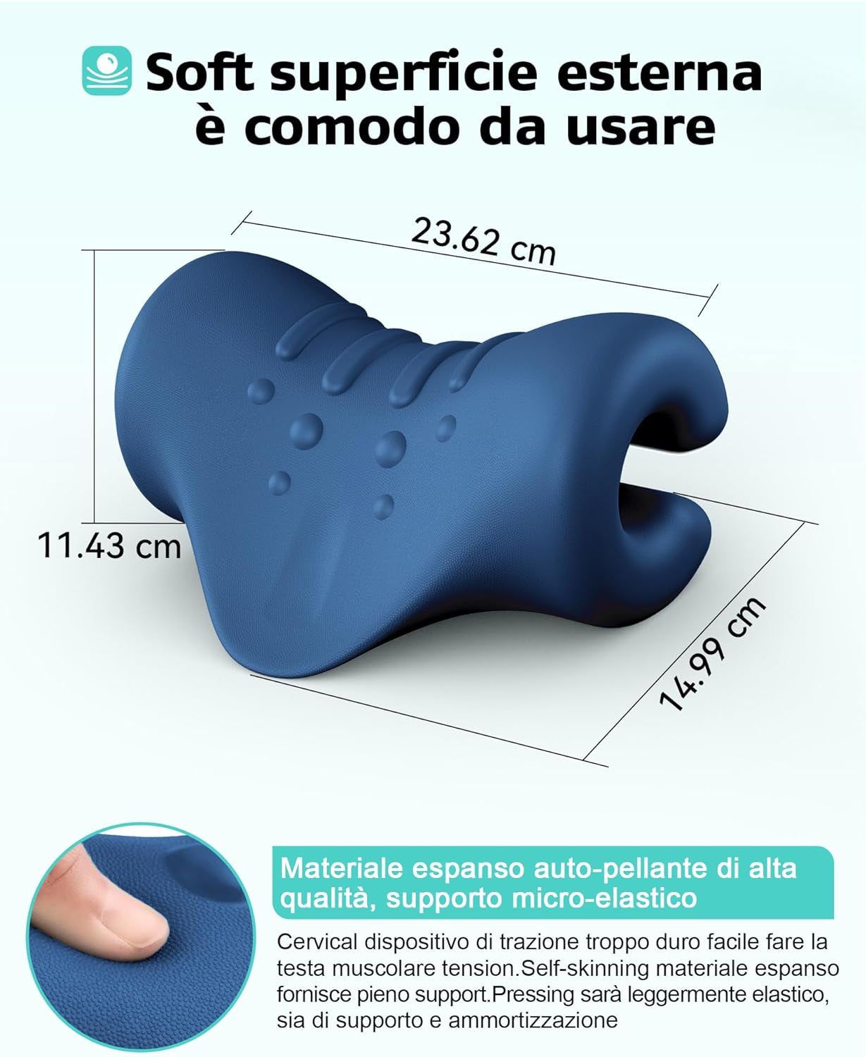 Rilassante per Collo E Spalle, Dispositivo Di Trazione Cervicale Barella per Collo Portatile, Correttore Di Postura Del Collo Cuscino per Chiropratica per Alleviare Il Dolore(Blu Scuro)