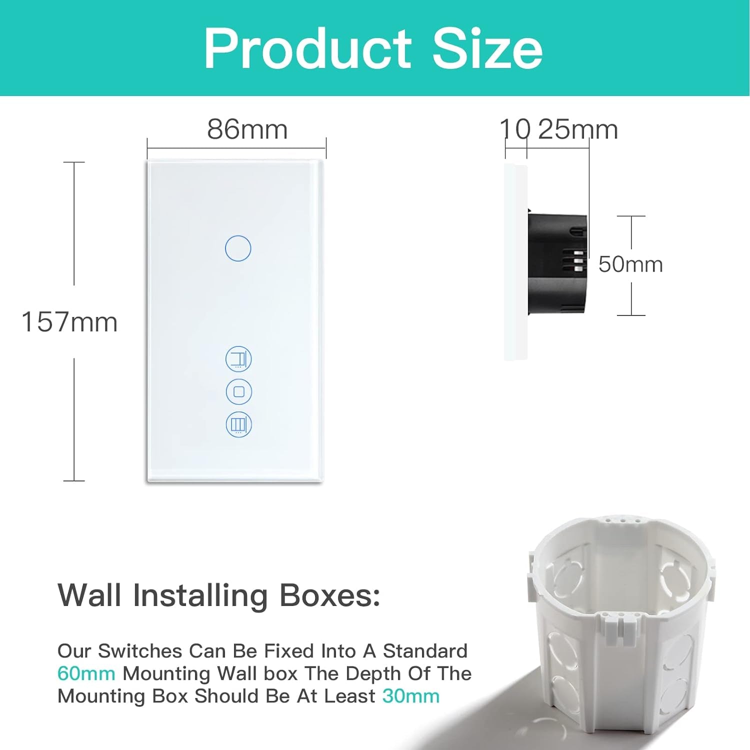 Alexa, Interruttore per Tapparelle, 1 Vano, 1 Via, Wifi Touch, Telecomando Con App Smart Life/Tuya, Interruttore Smart per Tapparelle, Compatibile Con Alexa E Google Home, Colore: Bianco