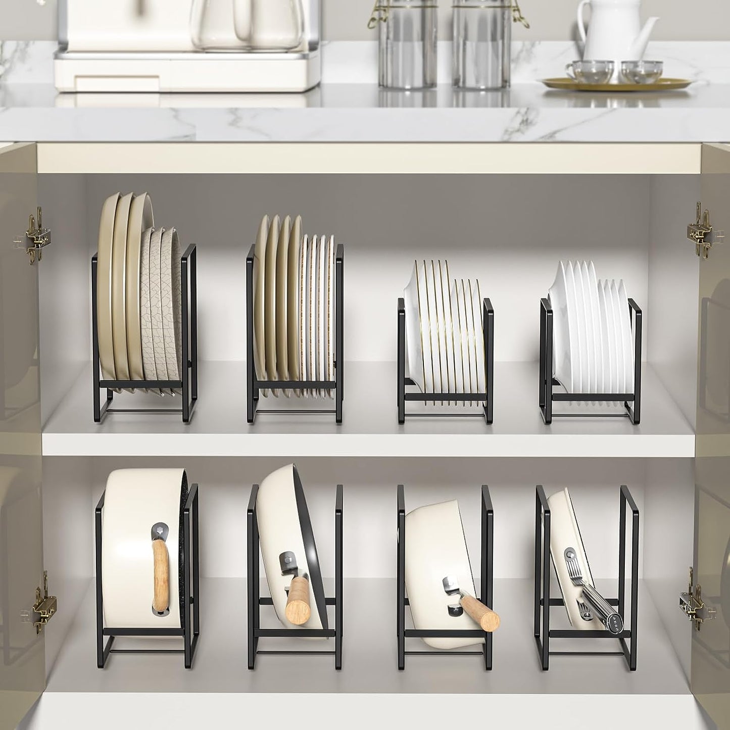 Porta Piatti Organizer per Piatti, Confezione Da 2, Rack Verticale per Scolapiatti in Metallo, per Bancone Della Cucina, 16,3 X 11,4 X 20,1 Cm, Nero