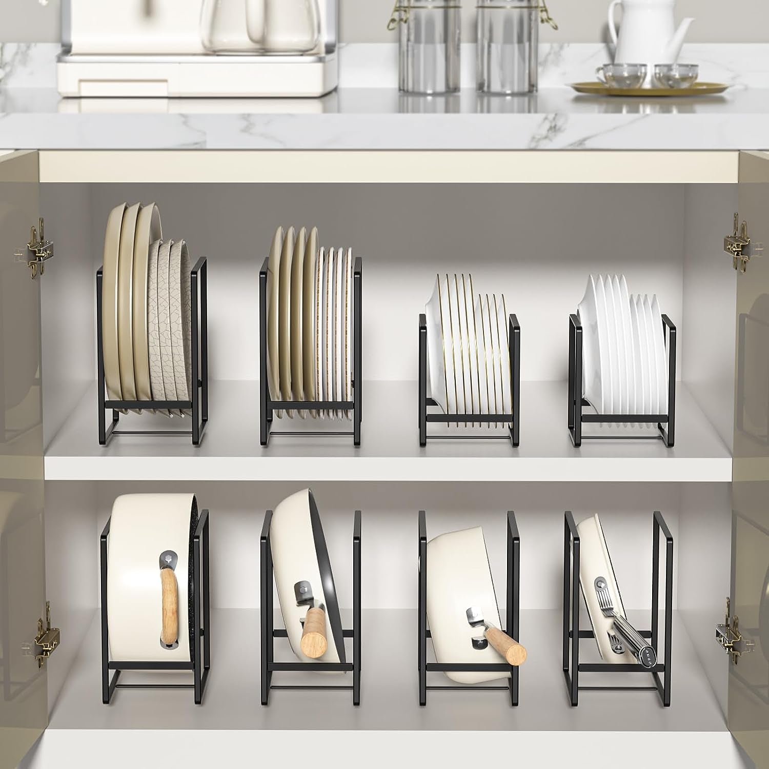 Porta Piatti Organizer per Piatti, Confezione Da 2, Rack Verticale per Scolapiatti in Metallo, per Bancone Della Cucina, 16,3 X 11,4 X 20,1 Cm, Nero