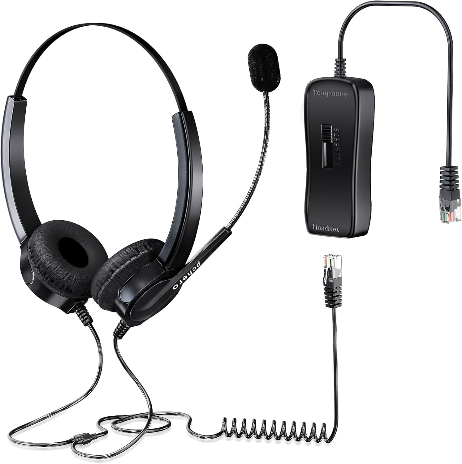 Cuffie RJ9 Regolabile per Telefono Fisso Call Center Regolare Con 4-Pin RJ9 Della Spina E Microfono