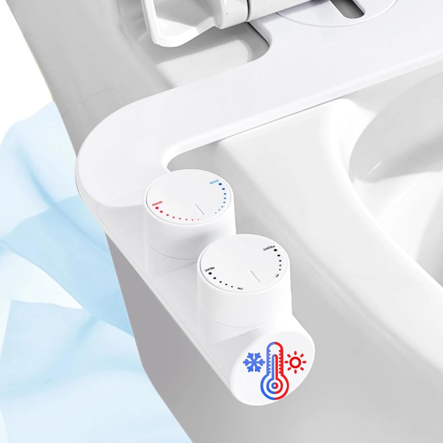 Bidet Ultra Sottile E Minimalista per Acqua Fredda E Calda Con 2 Tubi Intrecciati in Acciaio Inossidabile Doppio Ugello Autopulente Retrattile Pressostato Regolabile