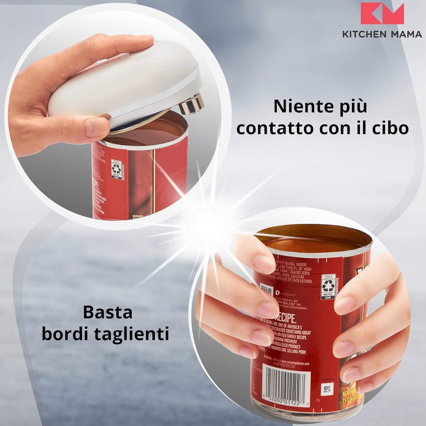 Mini Apriscatole Elettrico - Piccolo Tascabile Apri Lattine Con Inzio E Stop Easy -Touch, Bordi Sicuri E Lisci, Adatto Viaggio Design Semplice Presa Easy-Grip - Bianco