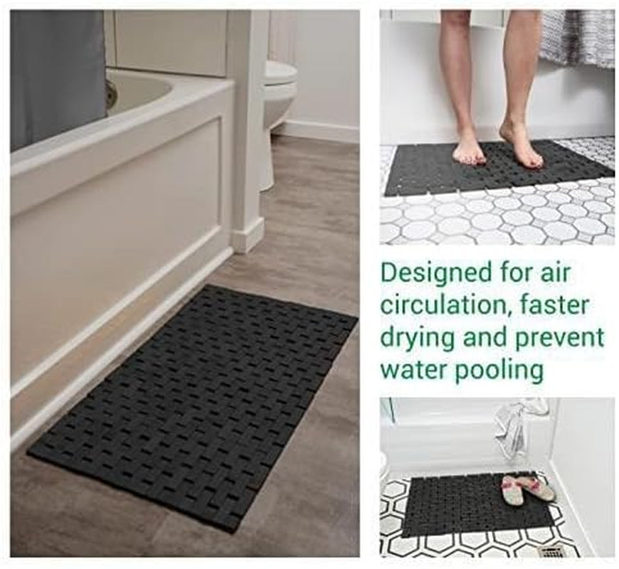 Tappeto Doccia Antiscivolo - Tappeto Bambu - Tappeto Bagno Antiscivolo - Tappeti Bagno Legno - Pavimento in Legno per Doccia - Tappeto Vasca Antiscivolo - Legno Piatto Doccia (Nero)