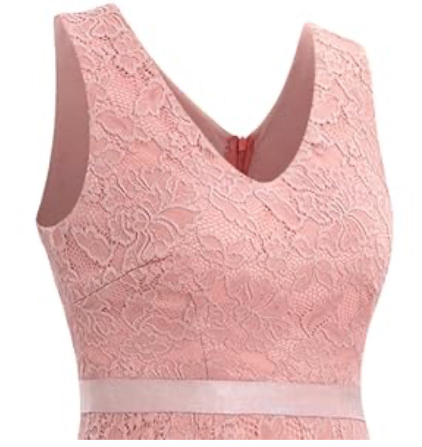 Abito Da Donna in Pizzo Floreale Con Orlo in Fazzoletto Asimmetrico, Da Cocktail, Senza Maniche, Da Damigella D'Onore