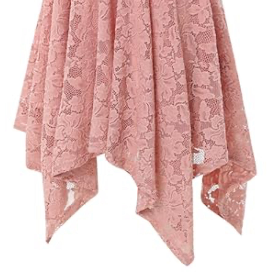 Abito Da Donna in Pizzo Floreale Con Orlo in Fazzoletto Asimmetrico, Da Cocktail, Senza Maniche, Da Damigella D'Onore
