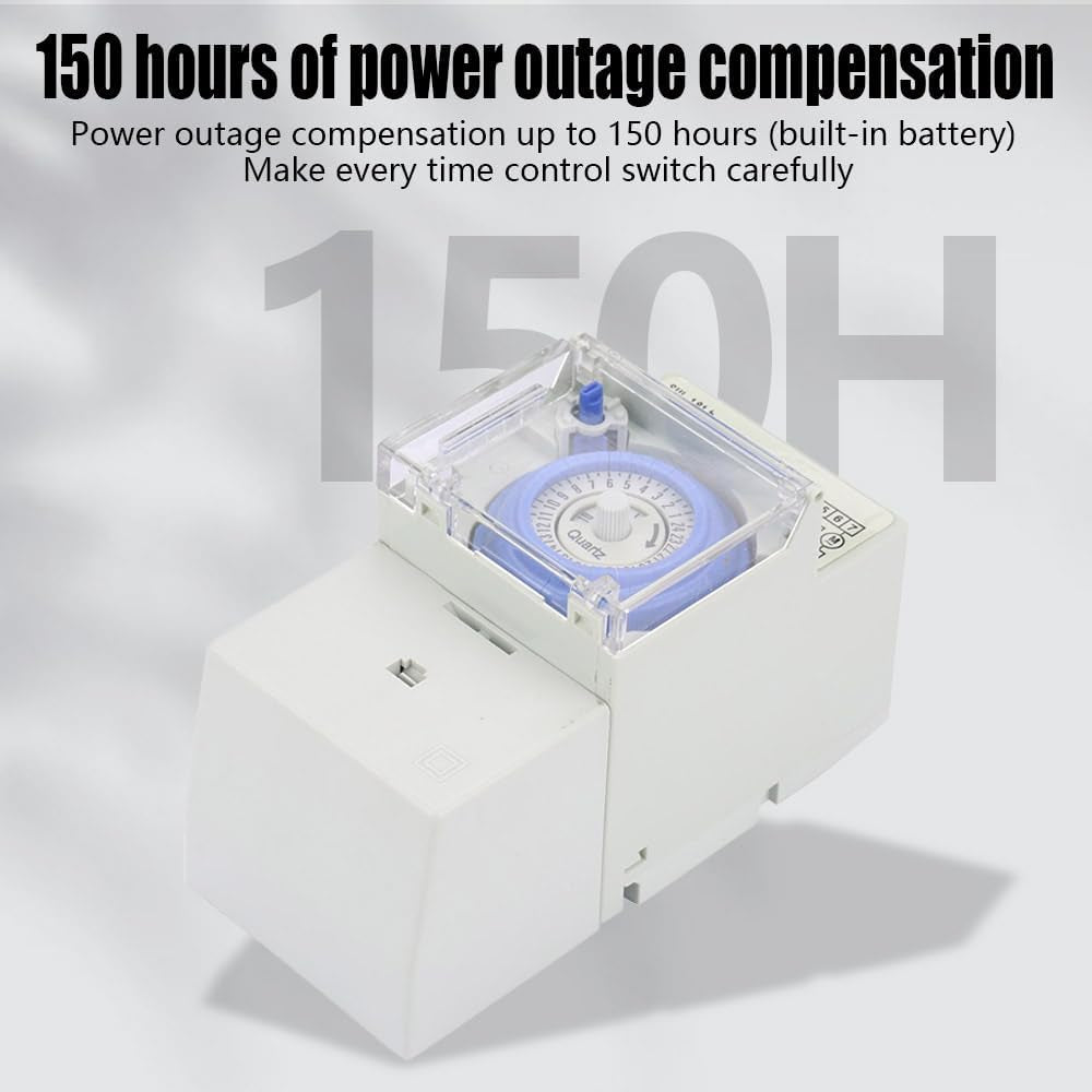 Timer per Luci, Sul181H Timer Meccanico 24 Ore, 110-230V Timer Analogico Meccanico Impermeabile Programmabile Interruttore Orario per Esterno, 48 ON/OFF Al Giorno