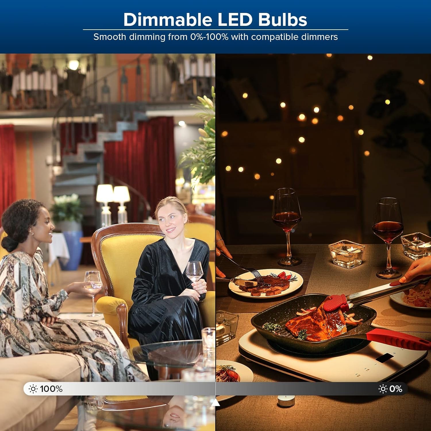 27W (250W Equivalenti) Dimmerabile Lampadina LED a Risparmio Energetico, E27 Luminose 4000Lm, 3000K Luce Bianco, Angolo Del Fascio Di 270°, Ø7.7 * 12Cm, Confezione Da 2