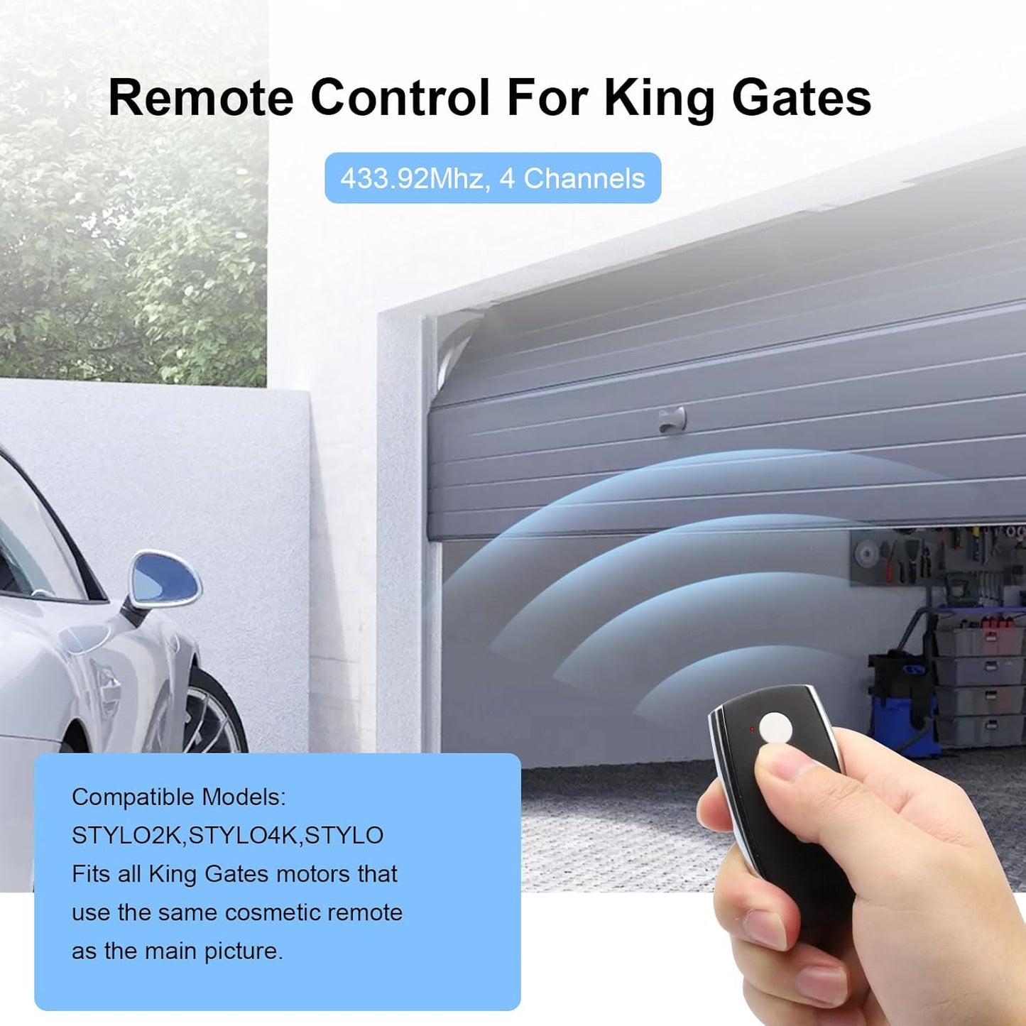 Telecomando, Cancello Compatibile Con King Gates STYLO2K STYLO4K Penna, Trasmettitore Radio 433Mhz, 4 Canali Bip Porta Garage, Codici Rotolanti (Set Di 2)