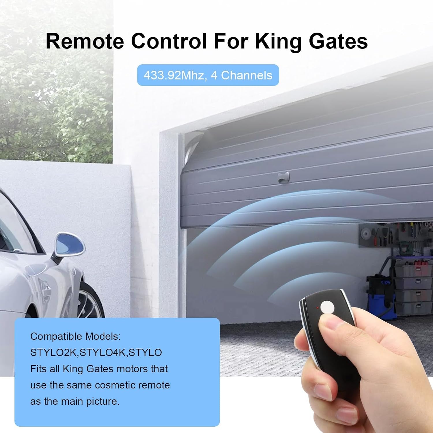 Telecomando, Cancello Compatibile Con King Gates STYLO2K STYLO4K Penna, Trasmettitore Radio 433Mhz, 4 Canali Bip Porta Garage, Codici Rotolanti (Set Di 2)