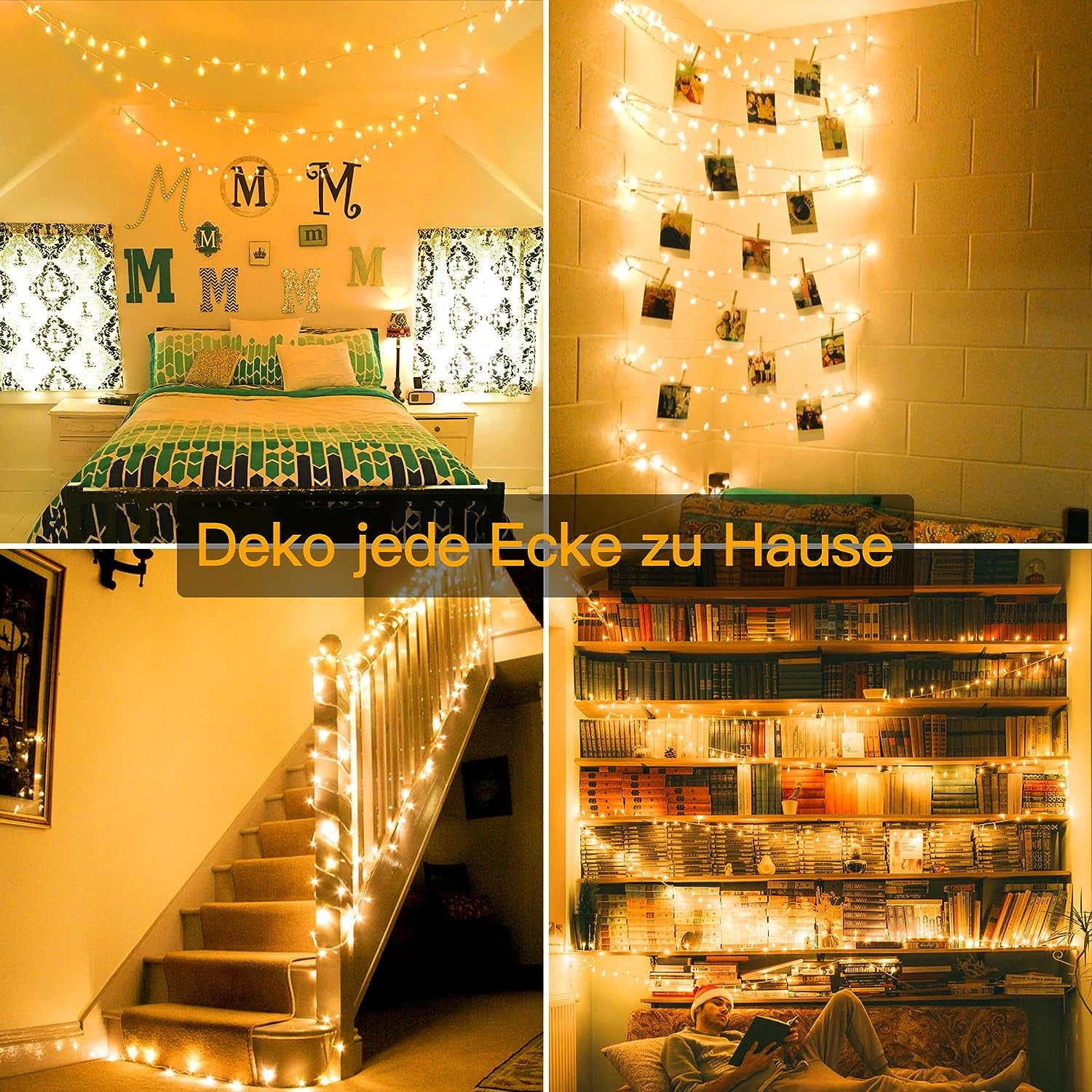 Catena Luminosa Di Natale 600 LED 60M, Luci Stringa Fata Luce Impermeabile Con 8 Modelli Di Illuminazione per Interno Ed Esterno, Feste, Matrimoni, Albero Y Giardino Decorazioni, Bianco Caldo