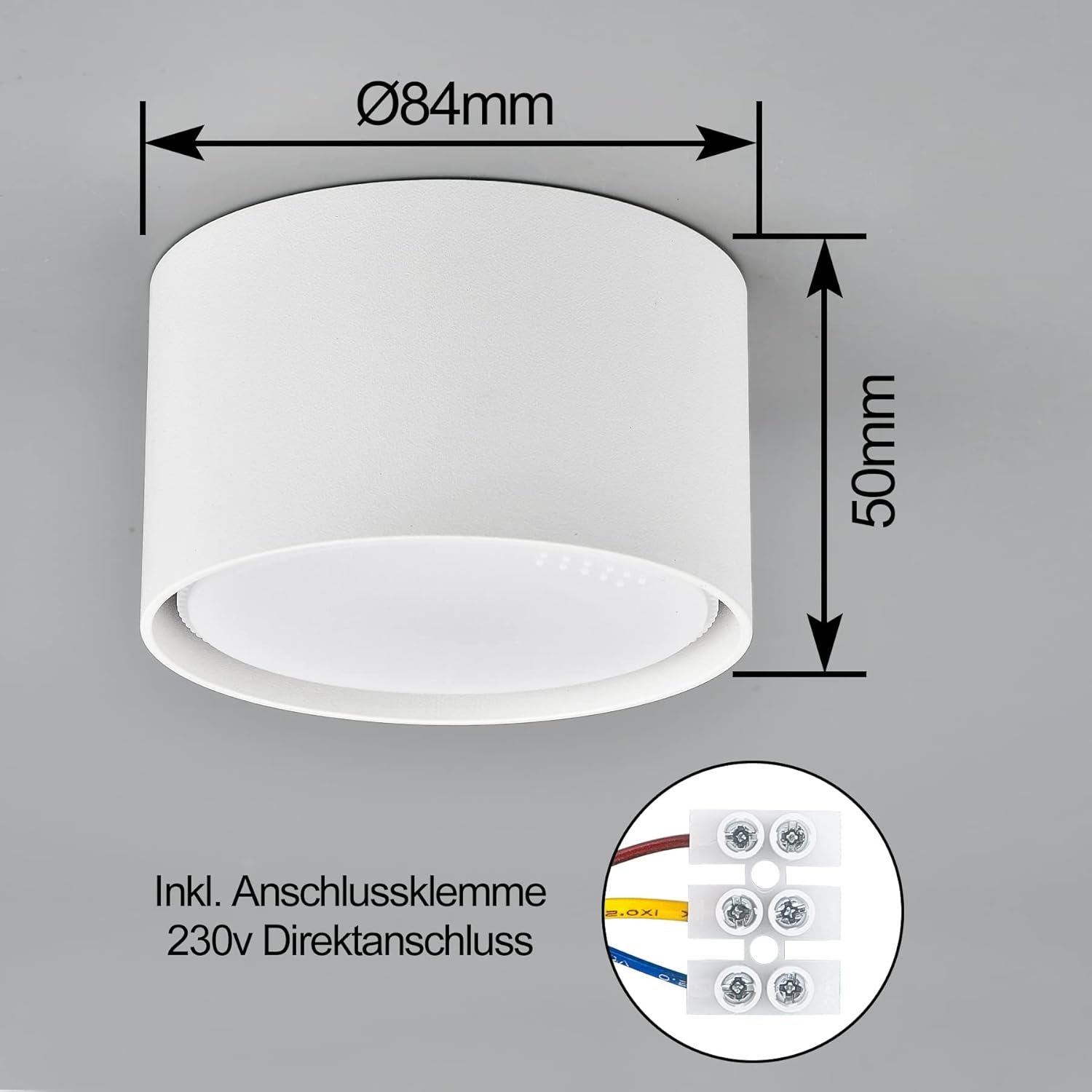 BOYIR Faretto LED da soffitto a plafone piatto LED GX53 6W 230V plafoniera bianco bianco caldo 3000K faretto a plafone faretto rotondo a plafone in alluminio faretti a soffitto Ø84X50mm